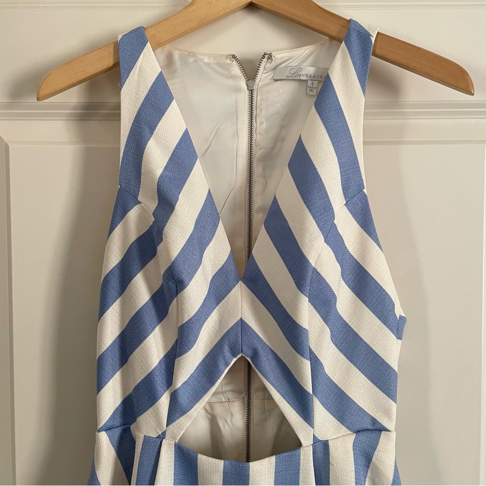 Lovers + Friends Blue and White Striped Cutout Sundress Dress - Picture 5 of 7